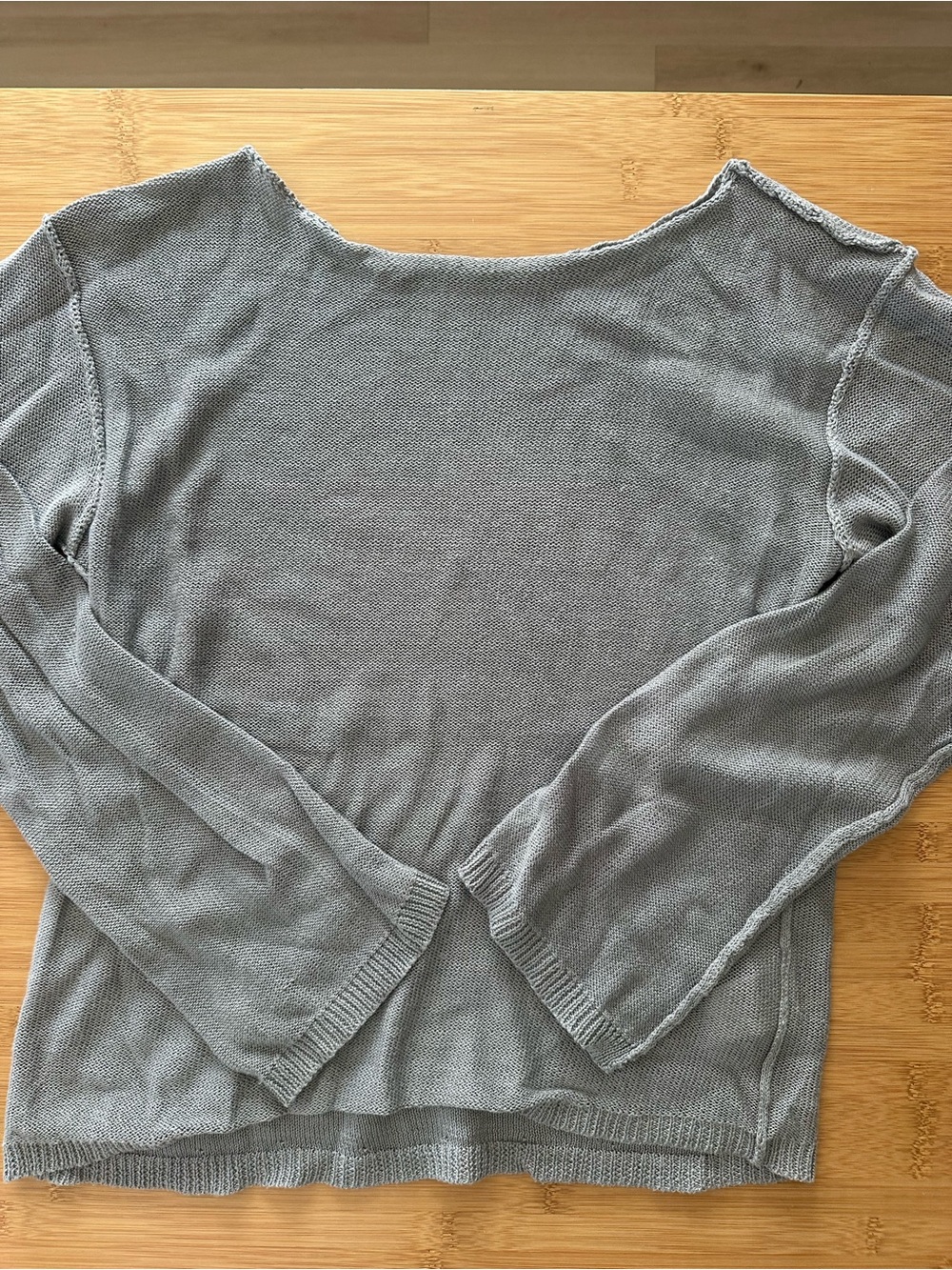 Amazon Women's Off-the-Shoulder Knit Sweater in Light Gray